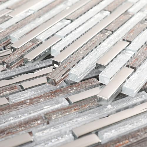 Silver Crystal Glass Mosaic Tiles