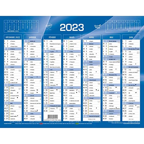 QUO VADIS - Calendrier de Banque Bleu - Janvier 2023 à Décembre 2023 - Format: 27 x 21 cm