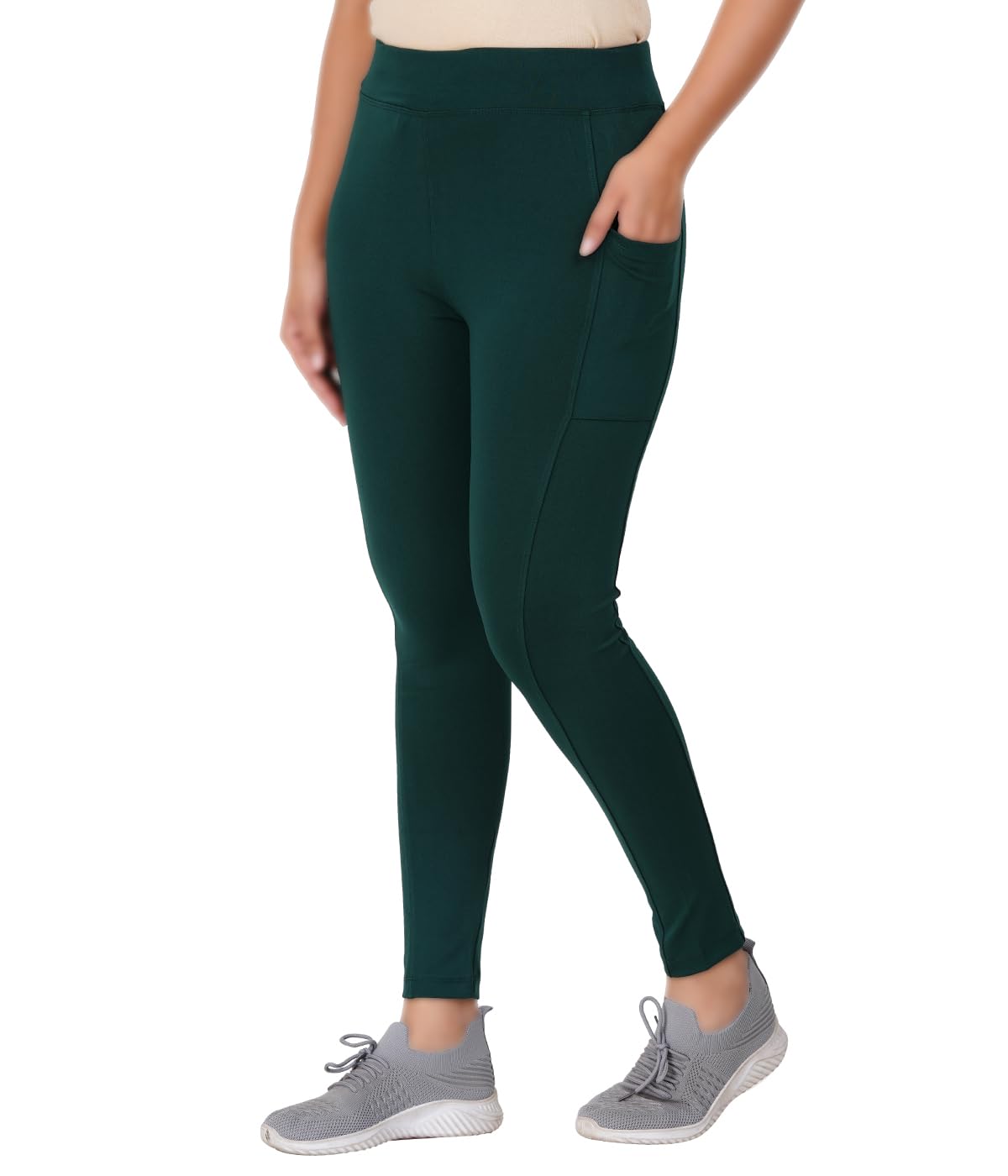 Women’s & Girls High Rise Stretch Fit Track Pants | Sports Leggings with Side Pockets | Stretchable High Waist Tights for Gym, Yoga & Workout