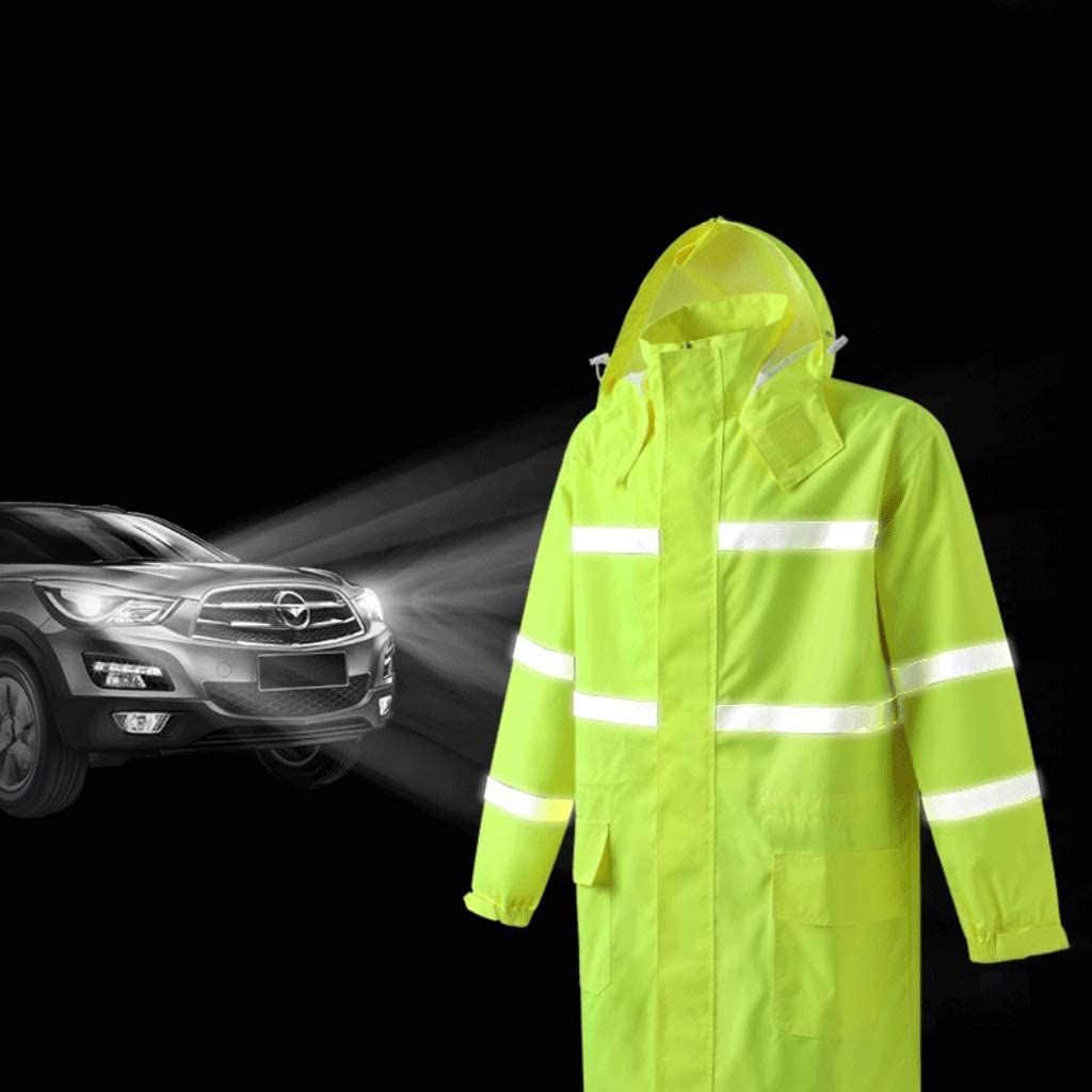 Chaleco reflectante de alta visibilidad, chaqueta de seguridad de tela Oxford, mono impermeable de alta visibilidad de color amarillo fluorescente, chaqueta reflectante de seguridad (verde L)