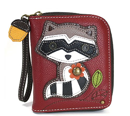Chala Pal Zip Around Wallet/Wristlet, Credit Card Slots, Coin Zip Pocket and Strap (Raccoon)
