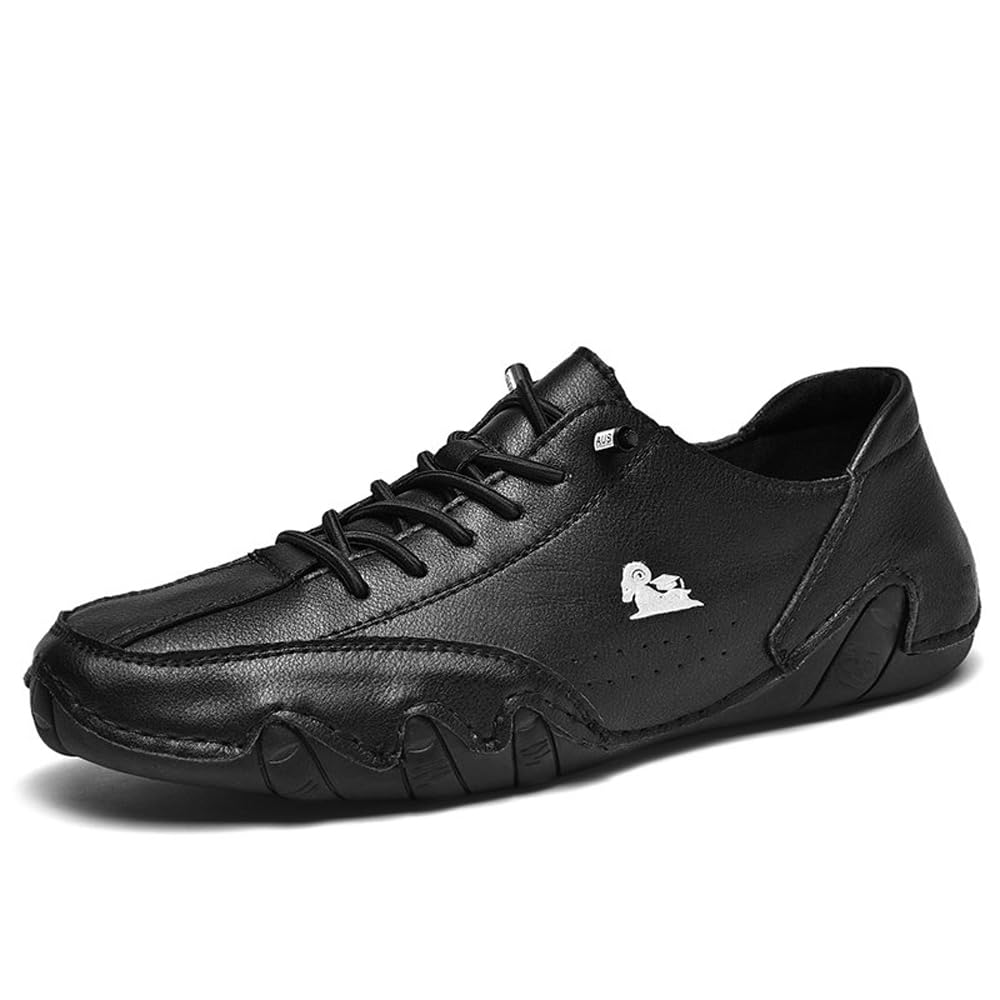 Asifn Mocasines de Cuero Transpirables con Suela de Goma para Hombre Zapatos de Moda con Cordones Zapatos de Barco Zapatillas de Deporte Planas y Ligeras