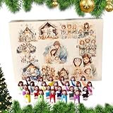 Dranng Calendario de Adviento para Niños,Figuras del Calendario de Adviento - 24 figuras de Jesús | Figura coleccionable, dibujos animados y pequeña escultura para el escritorio del estante del hogar
