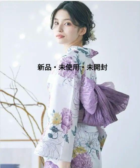 Amazon.co.jp: 完売 京藤色の菊重ね 1人で着られる 浴衣 5点セット
