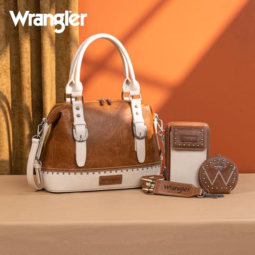 Wrangler 3Pcs Doctor Bag Sets for Women Top-handle Satchel Bag with Cell Phone Handbag and Coin Purse4