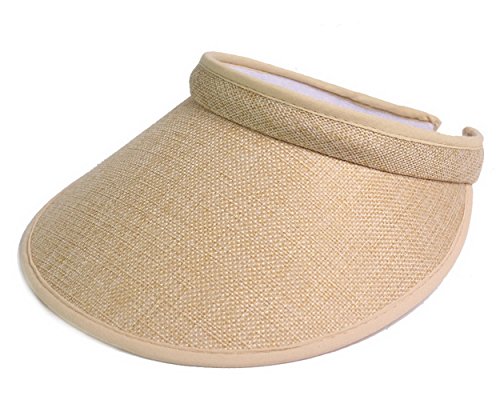 Brcus Men Women Athletic Straw Summer Outdoor Piping Clip On Sun Visors Beige #TOP26