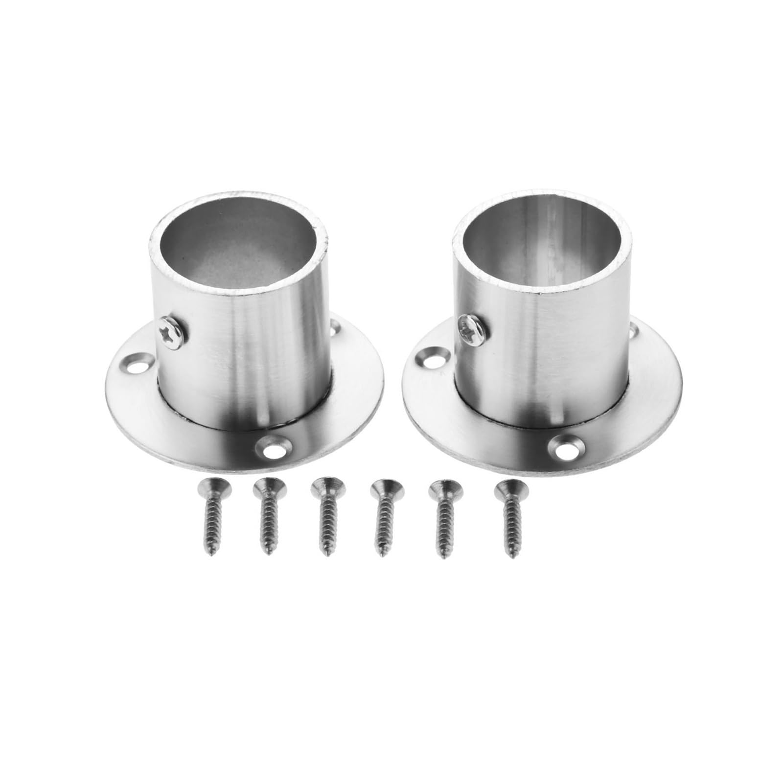 Ugzpwqlnx 32Mm Stainless Steel Pole Socket Flange Rod, 2 Pcs Stainless Steel Wardrobe Rod Socket Bracket Flange Holder Silver 19-(32Mm)
