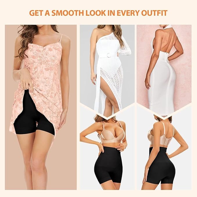 Image of Seamless Body Shaper for Women Skin Tone Invisibility Shapewear Tummy Control Shorts, High Waisted Mid Thigh Bodysuit for Under Dresses