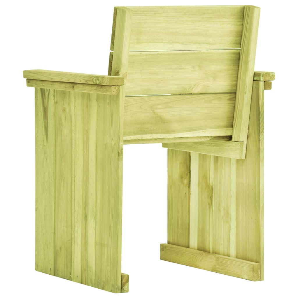 Sedia da giardino in legno di pino impregnato, 60 x 58 x 86 cm, stabile poltrona da giardino con schienale e braccioli, pratica seduta per terrazza, balcone, giardino e uso esterno