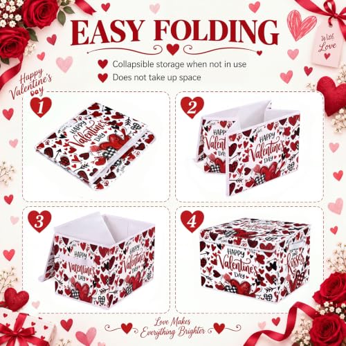Image of Briwooody Valentine's Day Storage Bin with Lid and Carrying Handle