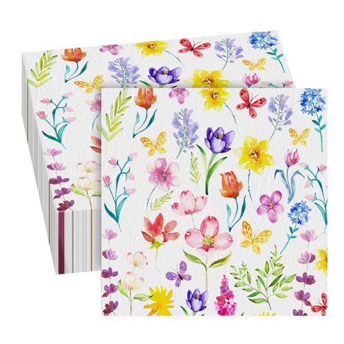 GROVBLE Tulip Flower Napkins, 40 Pieces, Coloured Paper Napkins, Weddings, Christenings, Communions