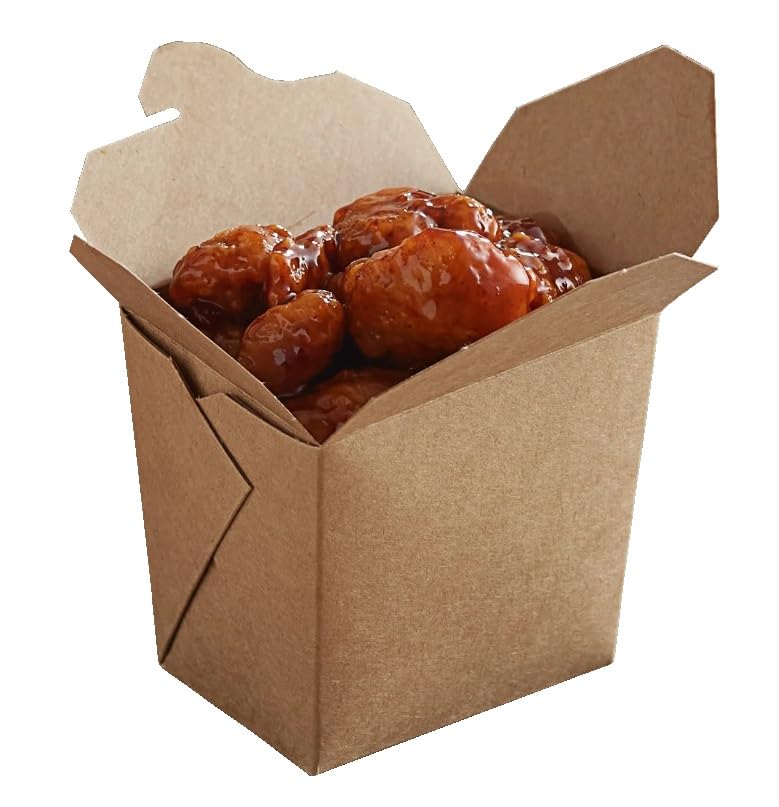 FOXHOLE Microwavable Paper Take Out Container Food Box - 450/Case (Kraft, 8 oz.)