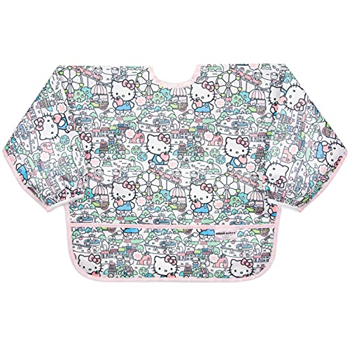 Bumkins Sleeved Bib Baby Bib, Toddler Bib, Smock, Waterproof Fabric, Fits Ages 6-24 Months â€“ Sanrio Hello Kitty