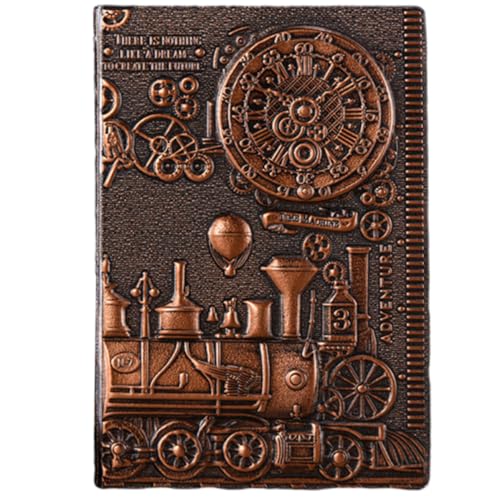 Cuaderno de escritura A5 HANABASS rojo con diseño tallado vintage y cubierta firme de cuero PU