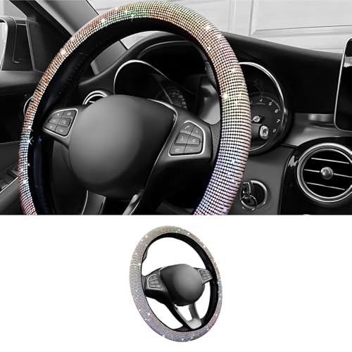 Image of Car Steering Wheel Cover with Sparkly Rhinestones, Bling,Suitable for Most 14.5 inch-15 inch Pickup Trucks, SUV (Colorful)