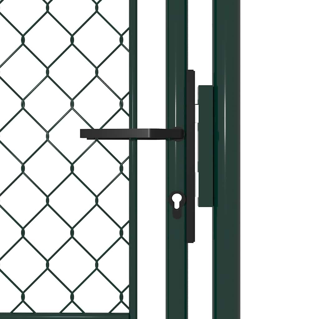 Cancello da giardino in acciaio, 100 x 125 cm, verde, cancello a battente con serratura e maniglia, rete metallica, resistente alla ruggine e alla corrosione, per sicurezza e passaggio