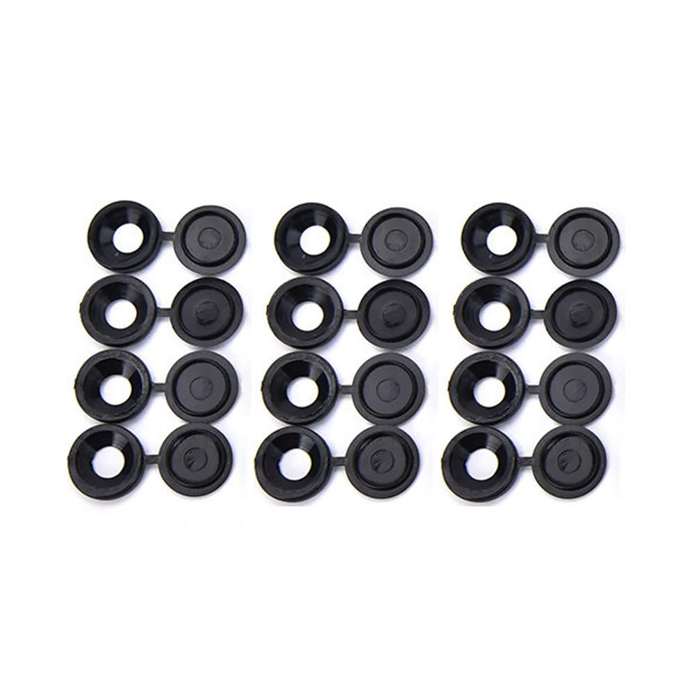 Hinged Screw Cover Caps, M4 Plastic Screw Caps, Fold Screw Snap Covers, Washer Flip Tops, Pack of 50, Black