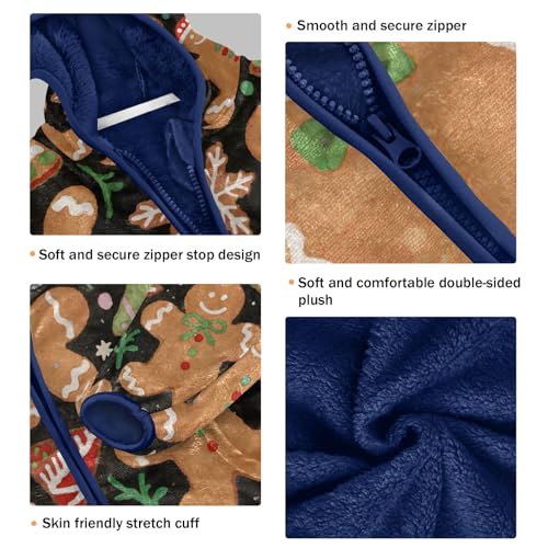 Christmas Gingerbread Men and Decorations Toddler Fleece Jacket Girl Boys Hooded Fleece Jacket3