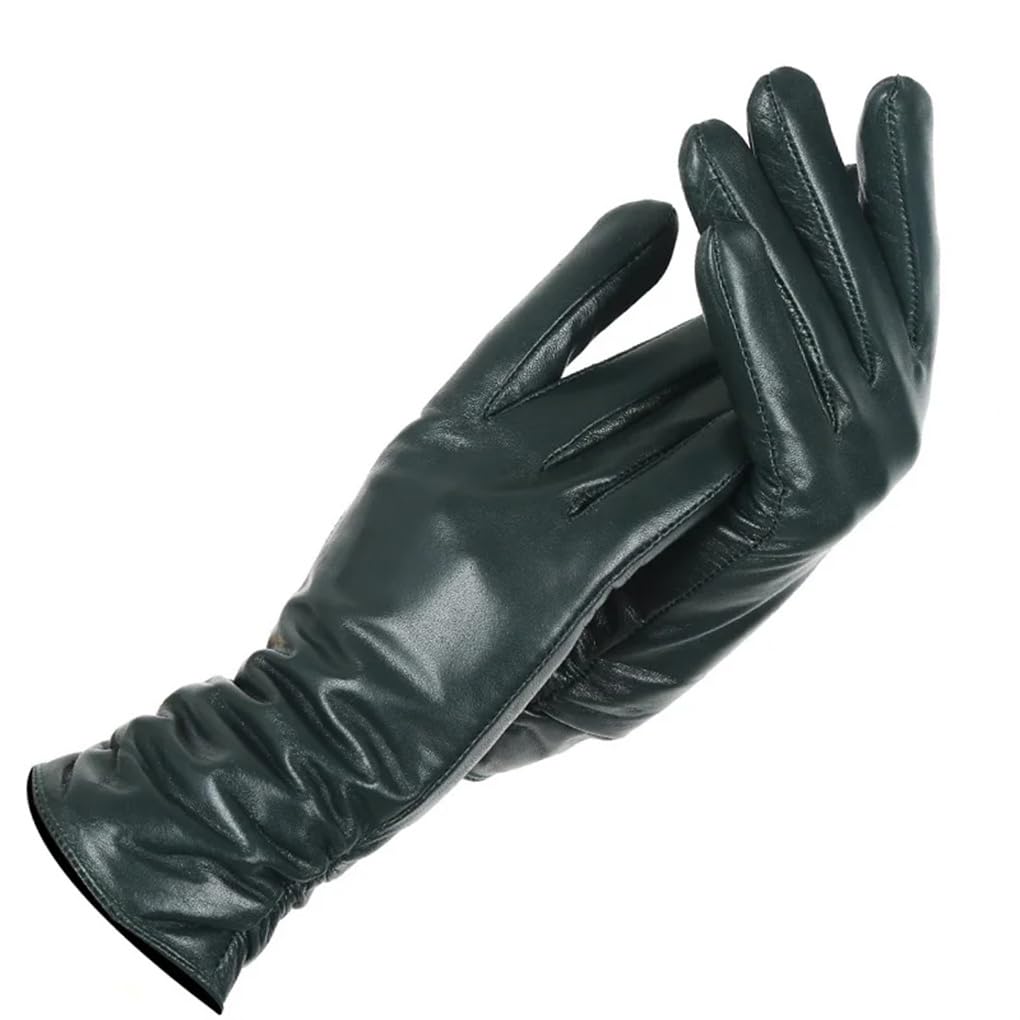 Dninmim Guanti in pelle invernali da donna guanti corti in pelle guanti invernali da polso in pelle