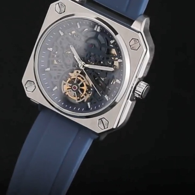 RORIOS Orologio Automatico Da Uomo Meccanico - Quadrante Scheletrato Minimalista - Cinturino In Acciaio Inox - Regalo Con Scatola