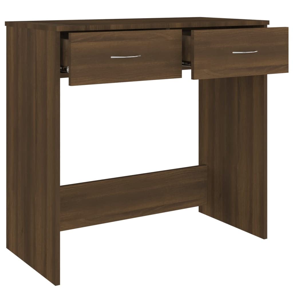 Schreibtisch Braun Eichen-Optik 80 x 40 x 75 cm Holzwerkstoff mit Zwei Schubladen, Arbeit Laptop PC Tisch, Büro Homeoffice, Stauraum für Ordnung im Jugendzimmer