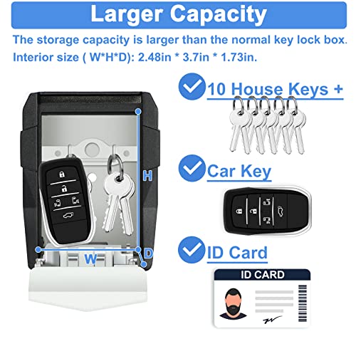 ZHEGE Key Safe Wall Mounted, Large Key Box with Code for 10 House Keys and Car Keys - Image 4