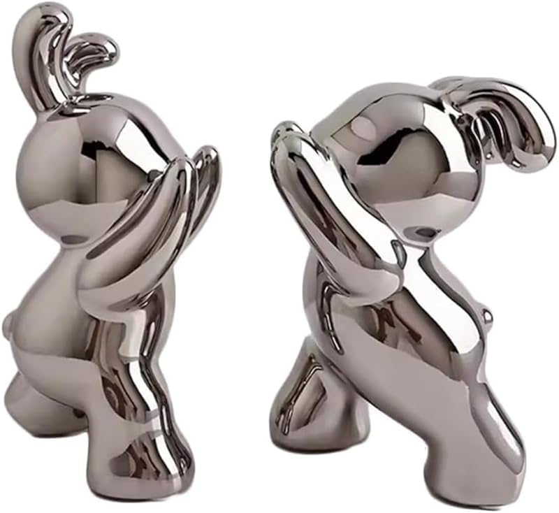 ブックエンド ユニークなブックエンド、ウサギの本棚、棚用装飾ブックホルダー (シルバー)