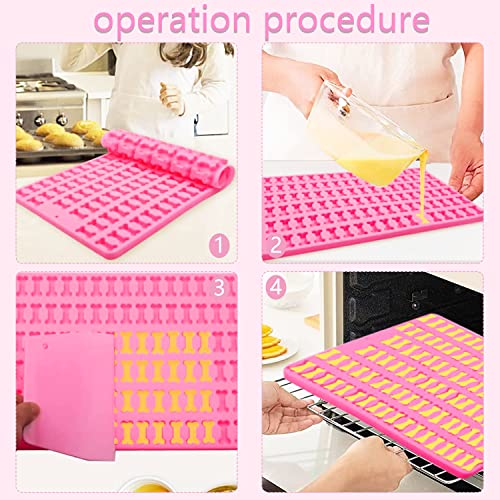 ZIOYA 2 Stück Backmatten für Hundeleckerlies Mini Silikonform Hundeleckerli zur Herstellung von Schokolade, Fudge, DIY-Backen und Leckereien für Haustiere (Rosa)