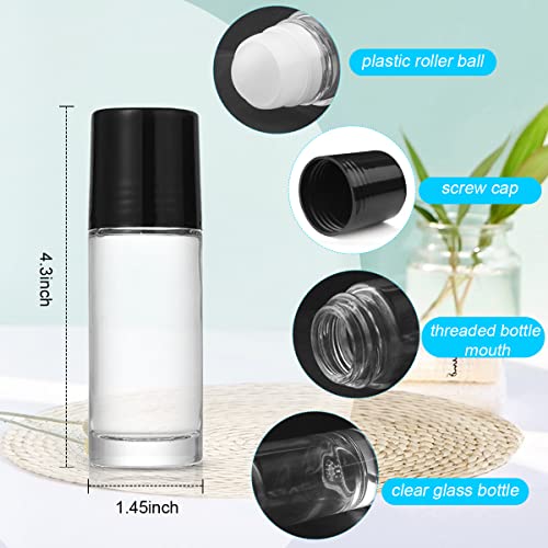 50ml/1.7oz Glass Roll On Bottles 6 Pack Empty Deodorant Bottles Refillable Essential Oil Container Travel Glass Roller Vials For DIY Sunscreen Moisturizer Perfume Aromatherapy2