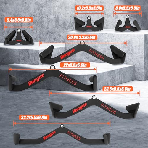 Rengue LAT Pull Down Bar T-Bar V-Bar Pulley Cable Machine LAT Pulldown Attachments Back Tricep Pull Down Attachment Strength Training Handle Grips LAT Pulldown Bar Press Down Exercises for Home Gym