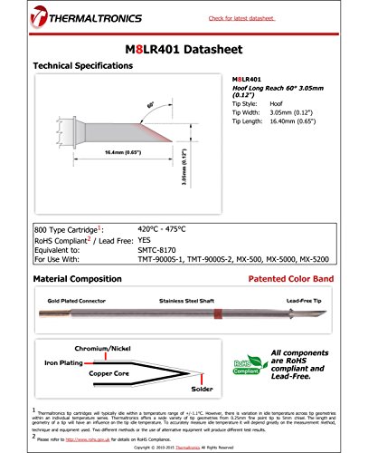 Image of Thermaltronics M8LR401 Hoof Long Reach 60deg 3.05mm (0.12in) interchangeable for Metcal SMTC-8170