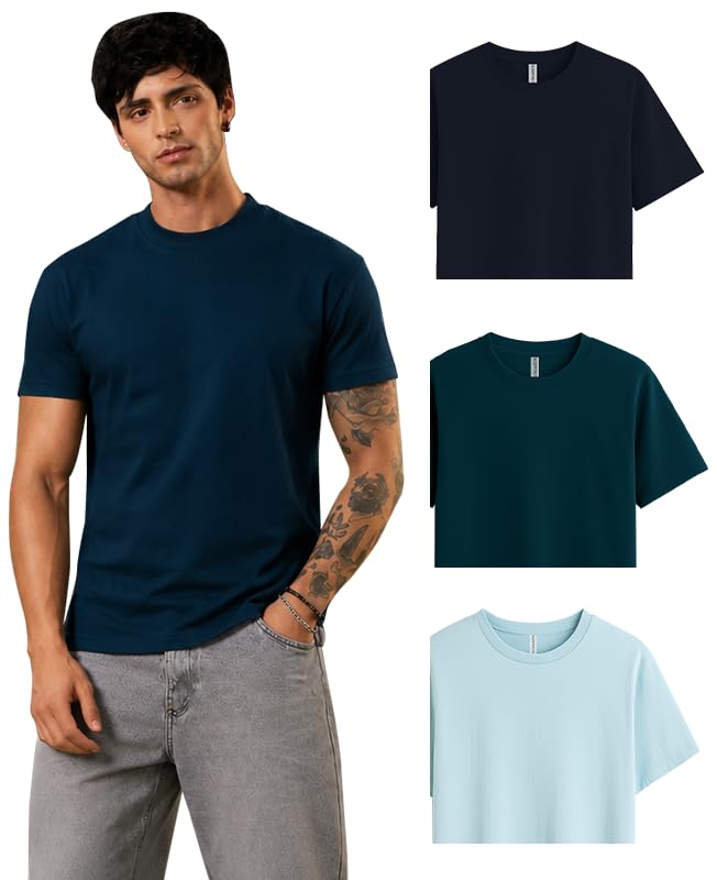 Image of Sleepynuts Men's Everyday Wear Crew Neck Regular Fit T-Shirt | Half Sleeve Solid Plain Casual T-Shirt for Men | Soft Breathable Fabric |
