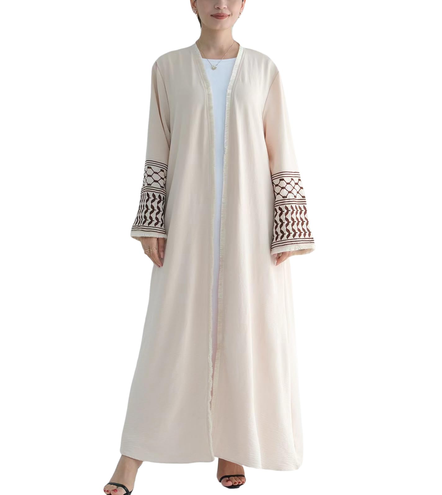 CLMJHG Muslimisches Kleid, modische offene Strickjacke, Abayas, Stickerei, Kimono für Damen, Türkiye, Elegante islamische Kleidung ohne Hijab