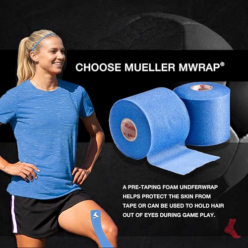 Image of Mueller Sports Medicine MWrap, Pre Wrap, Athletic Tape Underwrap for Sports, Hair, Ankles, Wrist, Hands and Knees, Water-Resistant, Latex Free, 2.75 inch x 21.4 Yards Per Roll, 2 Rolls