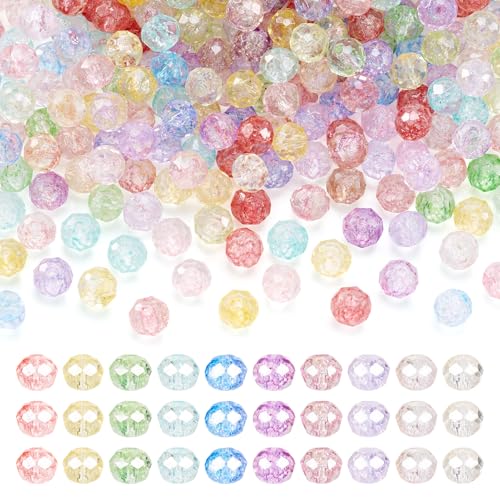400Pcs 6mm Glass Crystal Beads Bulk 10 Colors Faceted Rondelle Beads Transparent Glass Loose Beads Assorted Multicolor Glass Beads for DIY Craft Bracelets Necklace Jewelry Making