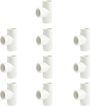 1/2" 10pcs 3-Way Tee PVC Fittings Coupling AdapterSocket x Socket x Socket SCH40 ASTM D2466-10pack 0.5 In