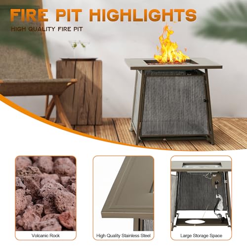 BALI OUTDOORS 50,000 BTU Propane Fire Pit Outdoor, 28 inch Propane Fire Pit Table Square, Gas Firepits for Outside Patio, Garden, Backyard - Image 3