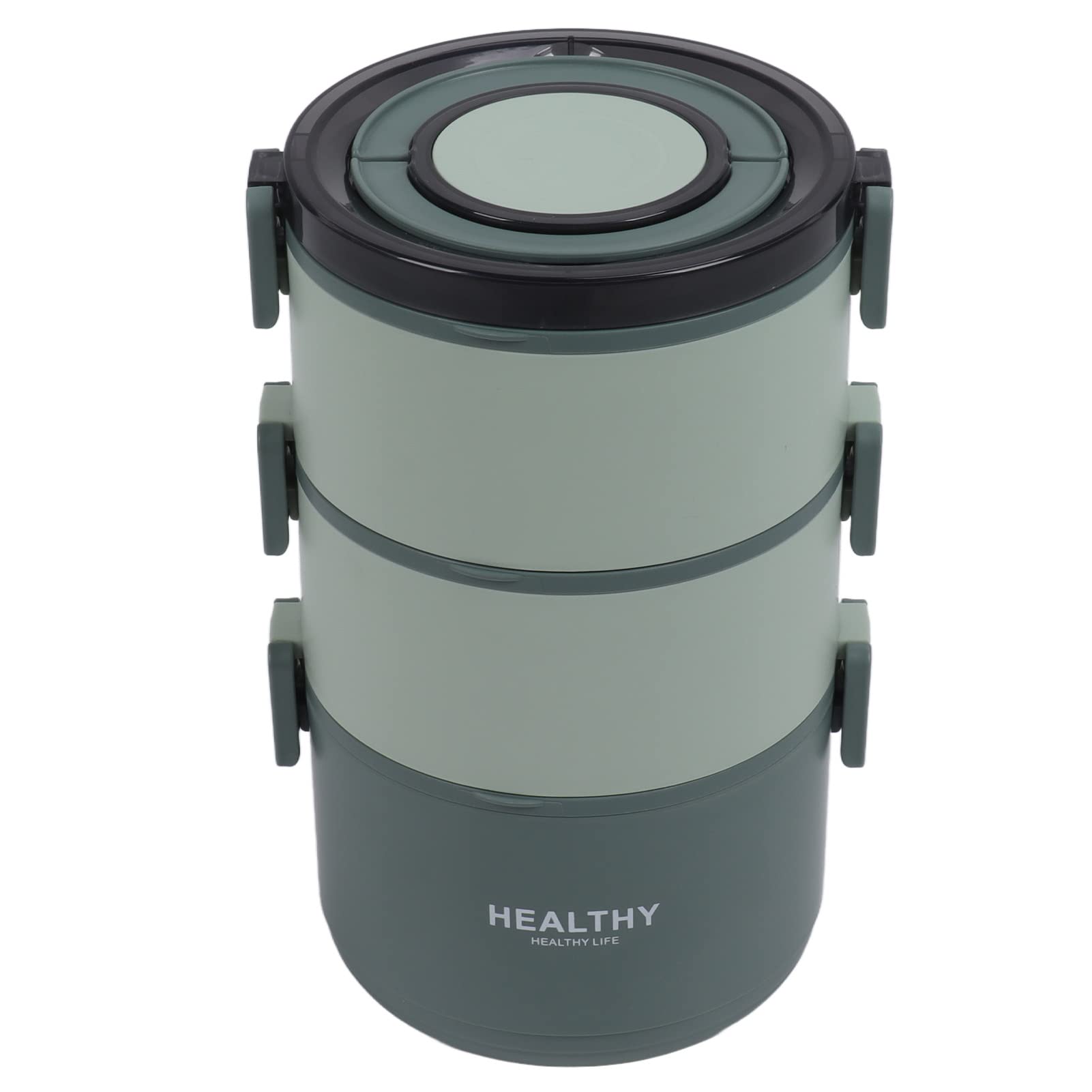 flexman Thermal Lunch Box, Three Layer Stackable Stainless Steel Interior Compartment Lunch Box, 2200ml Portable Adult Lunch Box with Fork Spoon for Travel Office (Bean Paste Green)