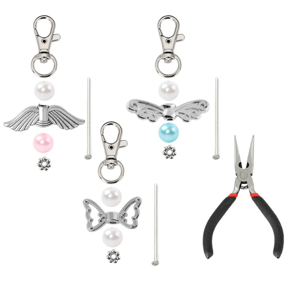 60 Ensembles Ange Gardien Pendentifs - Kit Artisanat Porte-clés Mariage Avec Ailes Et Perles