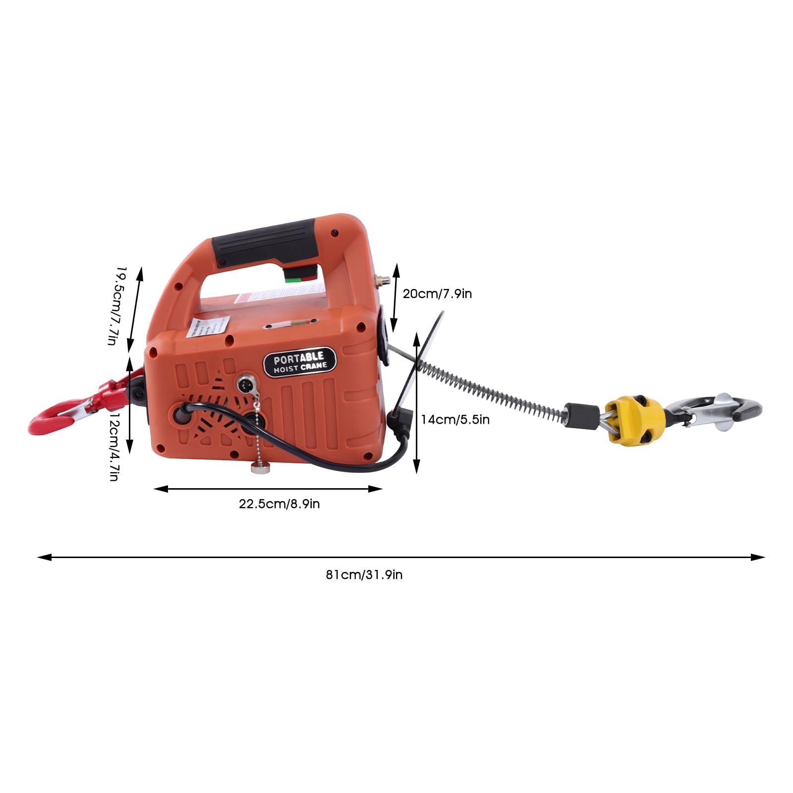 3 in 1 Portable Electric Hoist Winch, 110V with Lift Belt Ceiling Winch, Wireless Cable Remote Control, Lifting Speed 16 ft/min, Overload Protection, for Garages and Factories (660 lbs)