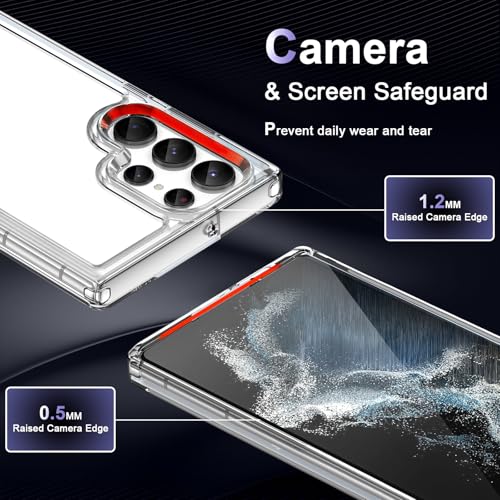 Image of Case for Samsung Galaxy S22 Ultra 5G, Military Grade Drop Protection Phone Case, Yellowing Resistant, Anti-Scratch Hard PC Back, Shockproof Hard Ultra-Thin Protective Cover, Clear