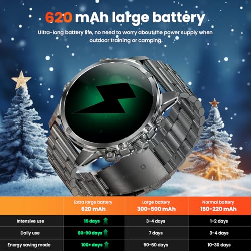 Rogbid Smart Watch, 1.75-Inch AMOLED Display, IP67 Waterproof SmartWatch for Men with Flashlight, Answer/Make Call Fitness Trackers, 120+ Sports Modes, 15 Days Battery Life, Black - Image 4