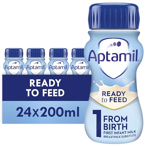 Aptamil 1 First Infant Baby Milk Ready To Use Liquid Formula From Birth White 200 ml (Pack Of 24)