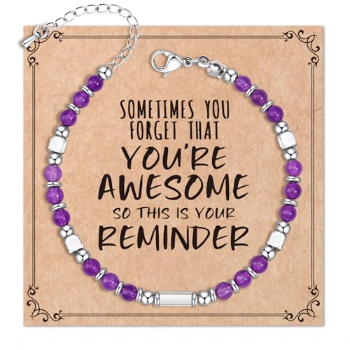 Image of Desimtion Healing Natural Stone Bracelets for Women Girls, Sometimes You Forget You're Awesome -Christmas Gifts for Women Teen Girls, Best Friend Birthday Gifts for Women Friendship Bracelets