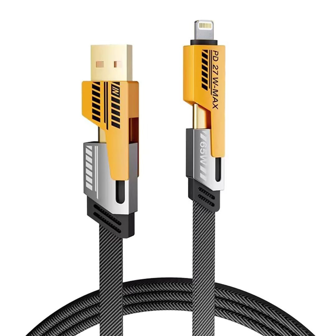 Tecsox Charging Cable, 4-in-1 65W Fast Charging Cable | 1 Meter Braided Type C Cable | Compatible With iPhone & Android Devices – MFI Certified, High-Speed Charging, Durable Black Design | - Black (B0DFCMZYJS) Amazon Price History, Amazon Price Tracker