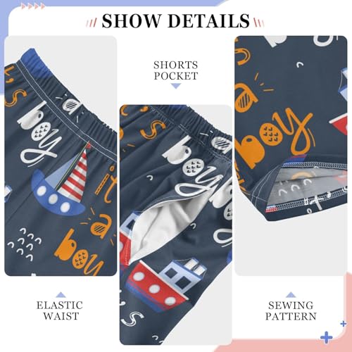 ZZXXB Cruise Ship Boys Long Pants Soft Trousers Elastic Waist Kids Lounge Bottoms with Pockets S-XL4