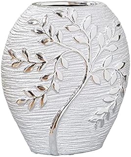 Beautiful Ceramic Vase In Silver With Tree Design