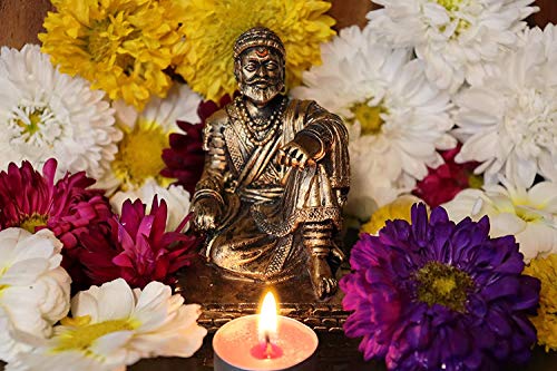 Image of S2S Fiber Chatrapati Shivaji Maharaj Idol Murti Statue for Home ,Office Decor Gift Item Collectible Handicraft Art, Size -9x6x10 CM | Gold( Copper,Pack of 1)