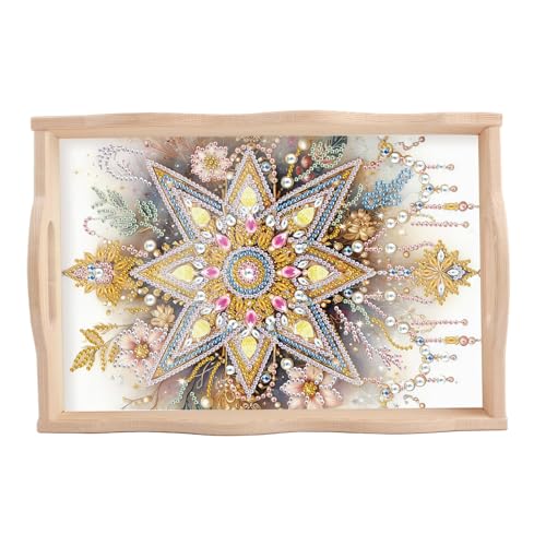 Image of AiYuanzsh Star Diamond Art Tray with Handle, 5D Diamond Painting Tray DIY Plate Kit for Adults, Decorative Diamond Art Organizer Tray for Home Decor
