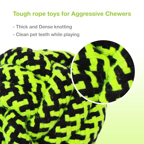 Image of Cotton Rope Balls for Dogs and Pets |Puppy Toys Small Rope Balls for Teething |Durable Chew Cotton Rope Balls |Pet Friendly Washable Dog Toy Rope Ball for Small and Medium Dogs (Green)